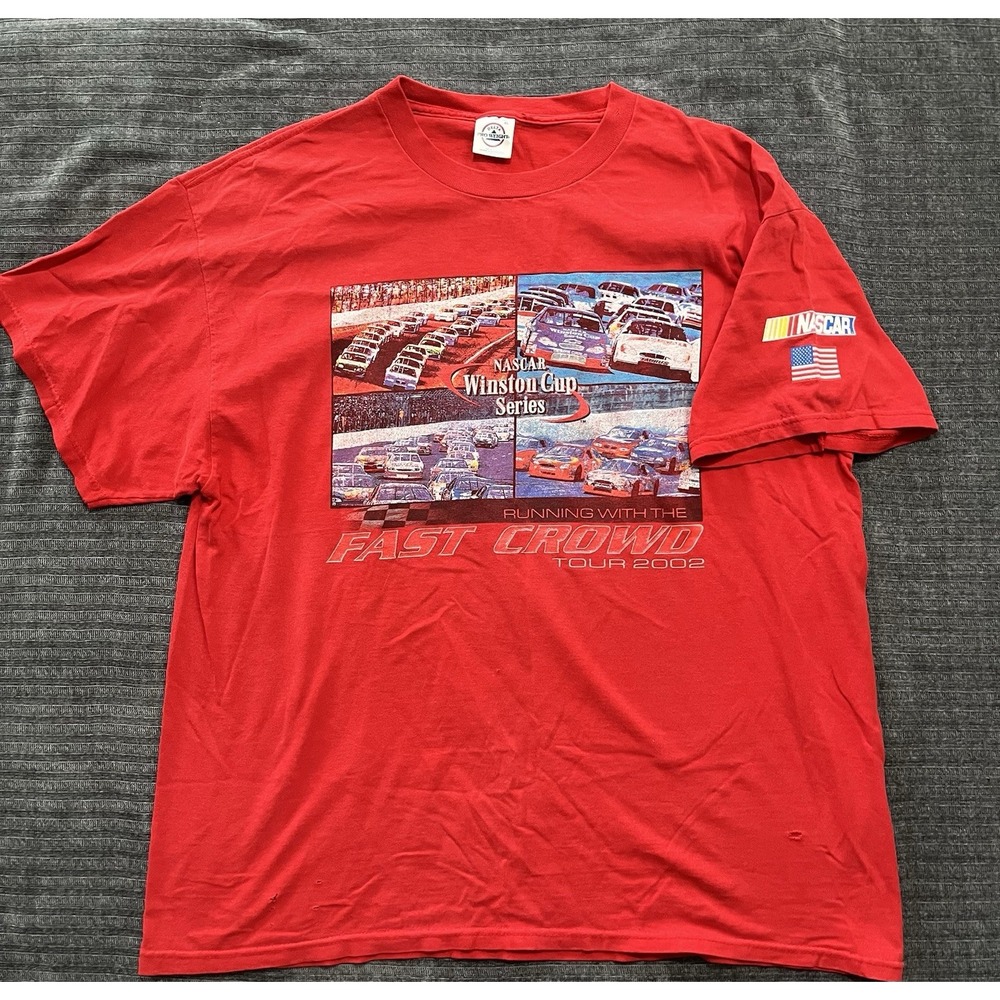 Vintage 2002 NASCAR Winston Cup Series Running With Fast Crowd Tour T Shirt Xl